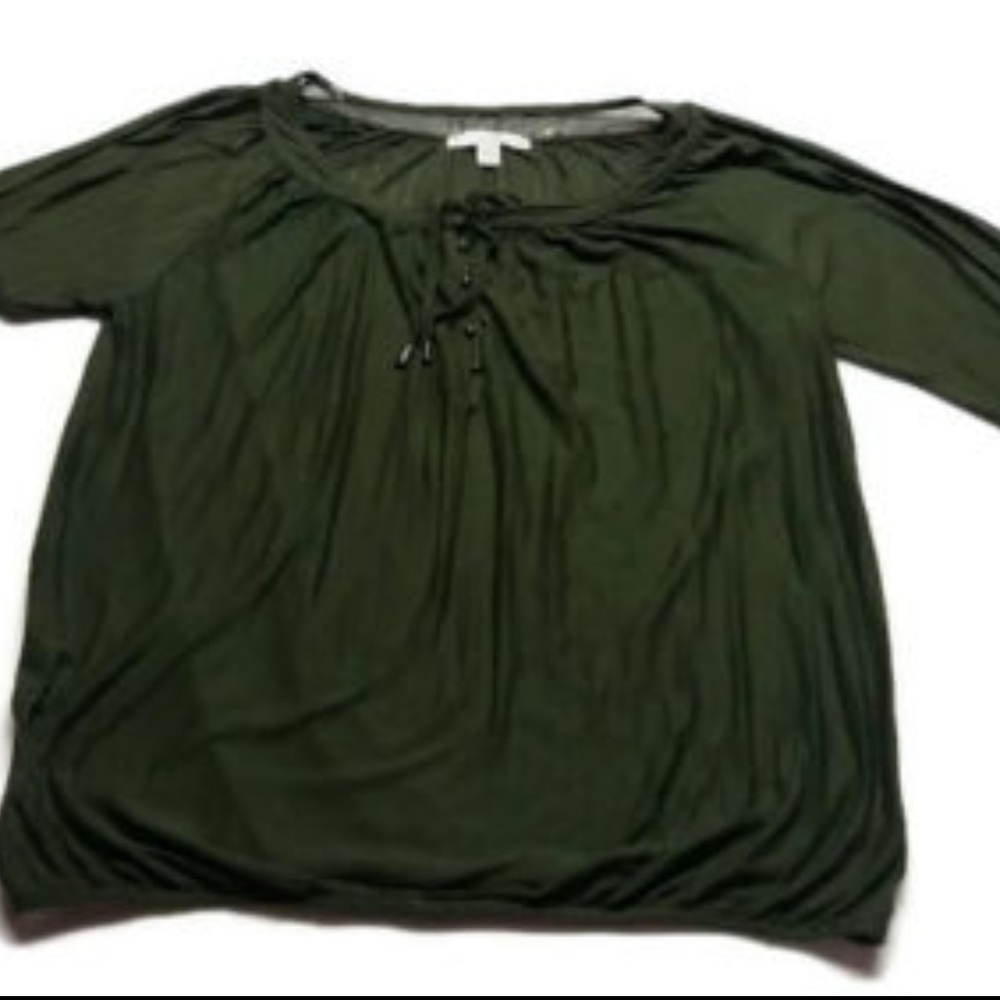 French Laundry Green Sheer Top Striped